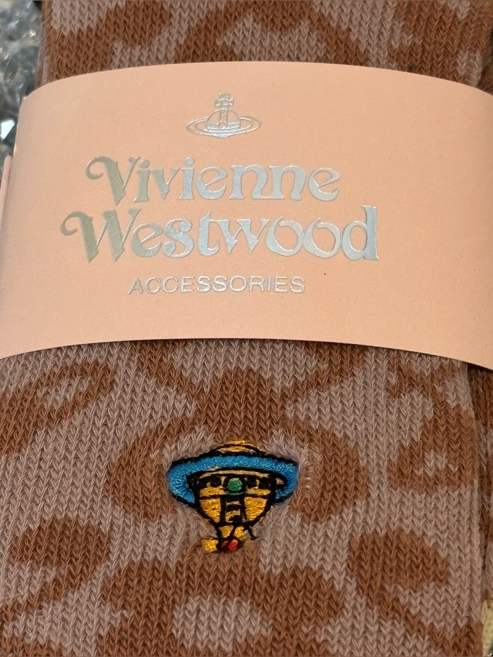 Vivienne Westwood Japan Leopard Print Crew Socks NWT Rare Orb Embroidered - Picture 3 of 5